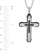 Thumbnail Image 1 of Men's 0.15 CT. T.W. Black Diamond Mini-Cross Inlay Outline Pendant in Stainless Steel and Black Ion Plate - 24"