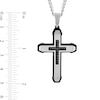 Thumbnail Image 2 of Men's 0.15 CT. T.W. Black Diamond Mini-Cross Inlay Outline Pendant in Stainless Steel and Black Ion Plate - 24"