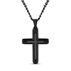 Thumbnail Image 1 of Men's 0.15 CT. T.W. Black Diamond Cross Pendant in Stainless Steel with Black Ion Plate - 24"