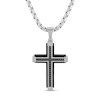 Thumbnail Image 1 of Men's 0.15 CT. T.W. Black Diamond Cross Pendant in Stainless Steel and Black Ion Plate - 24"