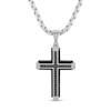 Thumbnail Image 0 of Men's 0.15 CT. T.W. Black Diamond Cross Pendant in Stainless Steel and Black Ion Plate - 24"