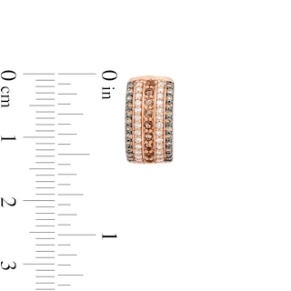 Smoky Quartz and 0.45 CT. T.W. Champagne and White Diamond Multi-Row Hoop Earrings in 10K Rose Gold