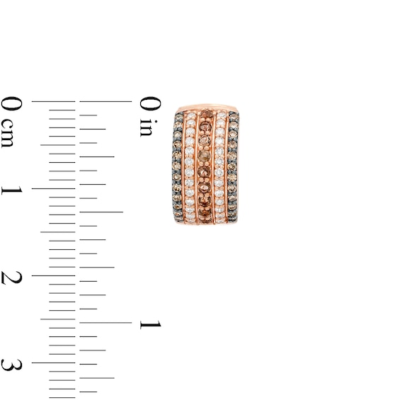 Smoky Quartz and 0.45 CT. T.W. Champagne and White Diamond Multi-Row Hoop Earrings in 10K Rose Gold