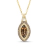 Thumbnail Image 0 of Marquise Smoky Quartz and 0.25 CT. T.W. Champagne and White Diamond Double Frame Pendant in 10K Two-Tone Gold