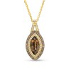 Thumbnail Image 0 of Marquise Smoky Quartz and 0.25 CT. T.W. Champagne and White Diamond Double Frame Pendant in 10K Two-Tone Gold