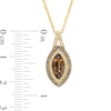 Marquise Smoky Quartz and 0.25 CT. T.W. Champagne and White Diamond Double Frame Pendant in 10K Two-Tone Gold