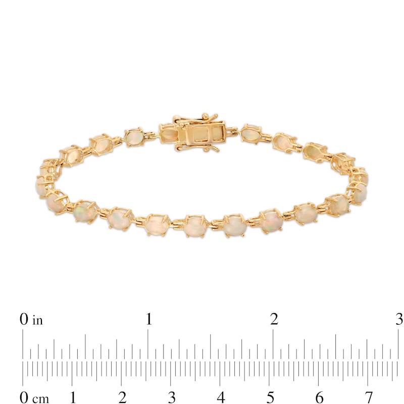 Main Image 4 of Oval Opal Link Line Bracelet in 10K Gold – 7.25"