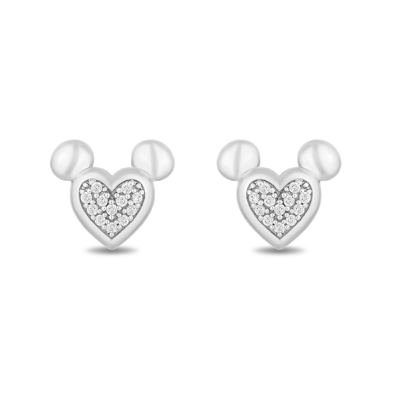 Main Image 1 of Disney Treasures Mickey Mouse 0.065 CT. T.W. Heart-Shaped Multi-Diamond Stud Earrings in Sterling Silver