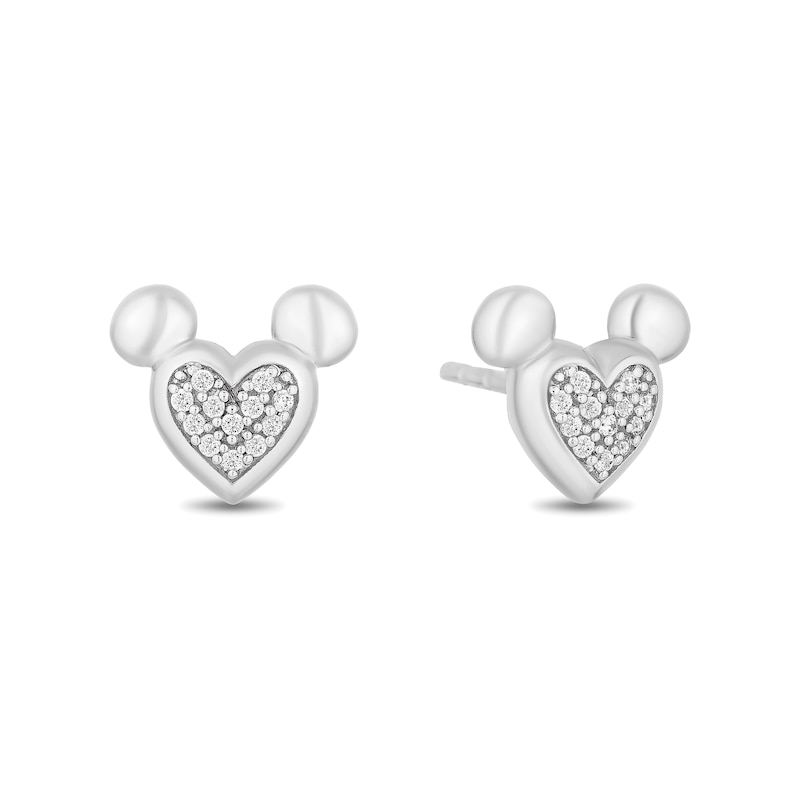 Main Image 2 of Disney Treasures Mickey Mouse 0.065 CT. T.W. Heart-Shaped Multi-Diamond Stud Earrings in Sterling Silver