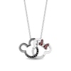 Thumbnail Image 0 of Disney Treasures Mickey Mouse and Minnie Mouse Garnet and 0.115 CT. T.W. Diamond Necklace in Sterling Silver - 17.25"