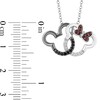 Thumbnail Image 2 of Disney Treasures Mickey Mouse and Minnie Mouse Garnet and 0.115 CT. T.W. Diamond Necklace in Sterling Silver - 17.25"