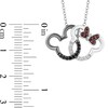 Thumbnail Image 1 of Disney Treasures Mickey Mouse and Minnie Mouse Garnet and 0.115 CT. T.W. Diamond Necklace in Sterling Silver - 17.25"