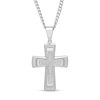 Thumbnail Image 1 of Men's 0.41 CT. T.W. Diamond Stacked Cross Pendant in Stainless Steel - 24"