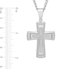 Thumbnail Image 2 of Men's 0.41 CT. T.W. Diamond Stacked Cross Pendant in Stainless Steel - 24"