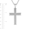 Thumbnail Image 2 of Men's 0.46 CT. T.W. Diamond Double Row Cross Pendant in Stainless Steel - 24&quot;