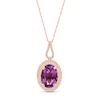 Thumbnail Image 1 of Oval Amethyst and 0.32 CT. T.W. Diamond Double Frame Curved Bail Pendant in 10K Rose Gold