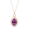 Thumbnail Image 0 of Oval Amethyst and 0.32 CT. T.W. Diamond Double Frame Curved Bail Pendant in 10K Rose Gold