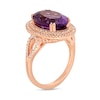 Thumbnail Image 2 of Oval Amethyst and 0.33 CT. T.W. Diamond Double Frame Split Shank Ring in 10K Rose Gold
