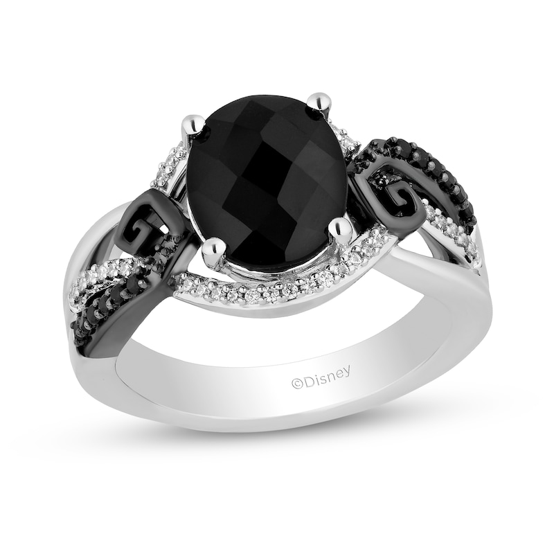 Disney Treasures The Nightmare Before Christmas Onyx and 0.18 CT. T.W. Black and White Diamond Ring in Sterling Silver