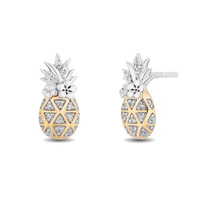 Disney Treasures Lilo and Stitch 0.065 CT. T.W. Diamond Pineapple Stud Earrings in Sterling Silver and 10K Gold