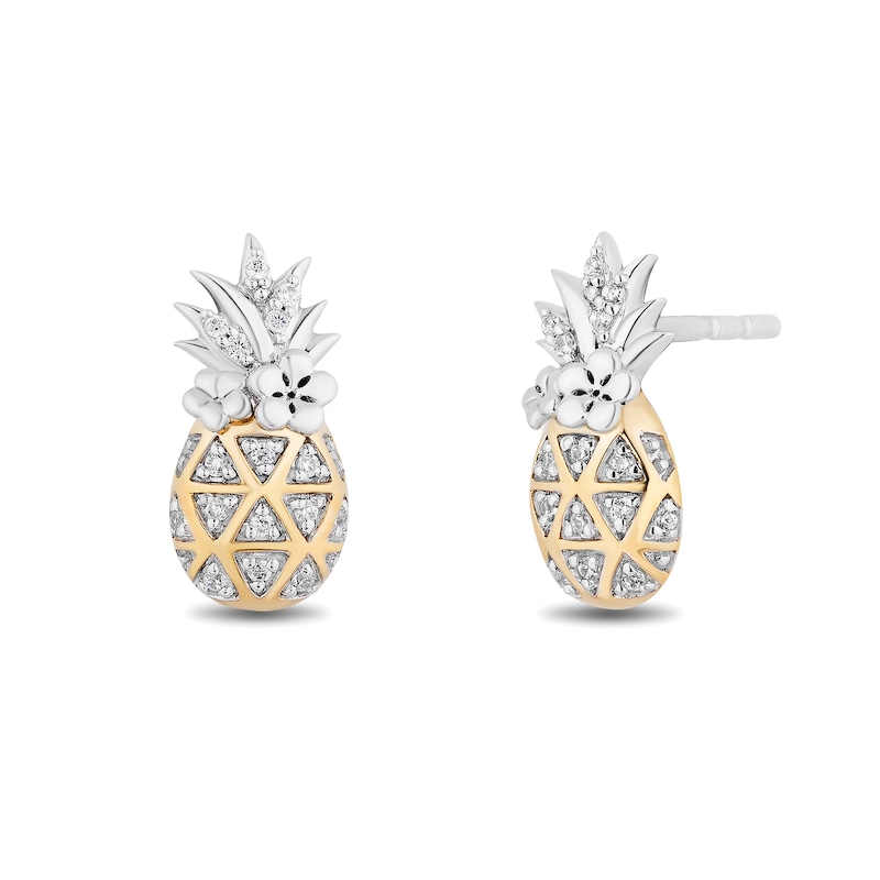 Disney Treasures Lilo and Stitch 0.065 CT. T.W. Diamond Pineapple Stud Earrings in Sterling Silver and 10K Gold|Peoples Jewellers
