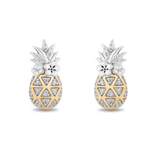 Disney Treasures Lilo and Stitch 0.065 CT. T.W. Diamond Pineapple Stud Earrings in Sterling Silver and 10K Gold