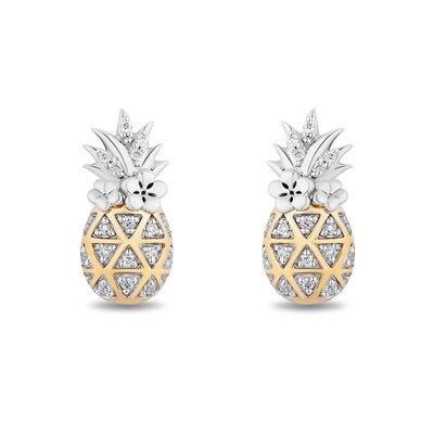 Disney Treasures Lilo and Stitch 0.065 CT. T.W. Diamond Pineapple Stud Earrings in Sterling Silver and 10K Gold