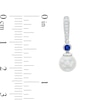 Thumbnail Image 3 of Vera Wang Love Collection 7.5mm Freshwater Cultured Pearl, Blue Sapphire and Diamond Drop Earrings in 10K White Gold