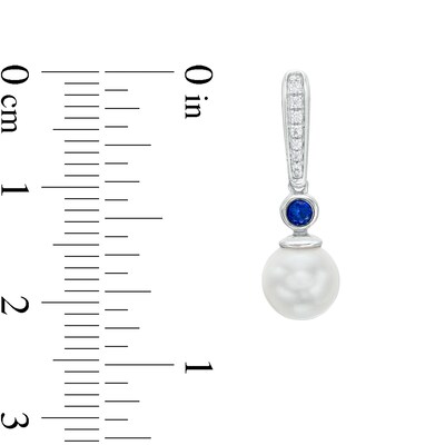 Vera Wang Love Collection 7.5mm Freshwater Cultured Pearl, Blue Sapphire and Diamond Drop Earrings in 10K White Gold
