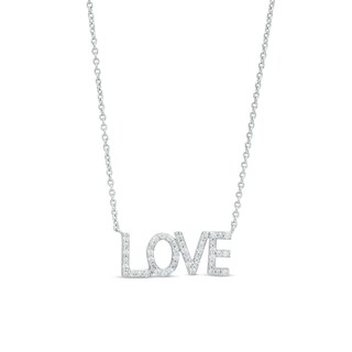 0.085 CT. T.W. Diamond "LOVE" Script Necklace in Sterling Silver – 17.66"