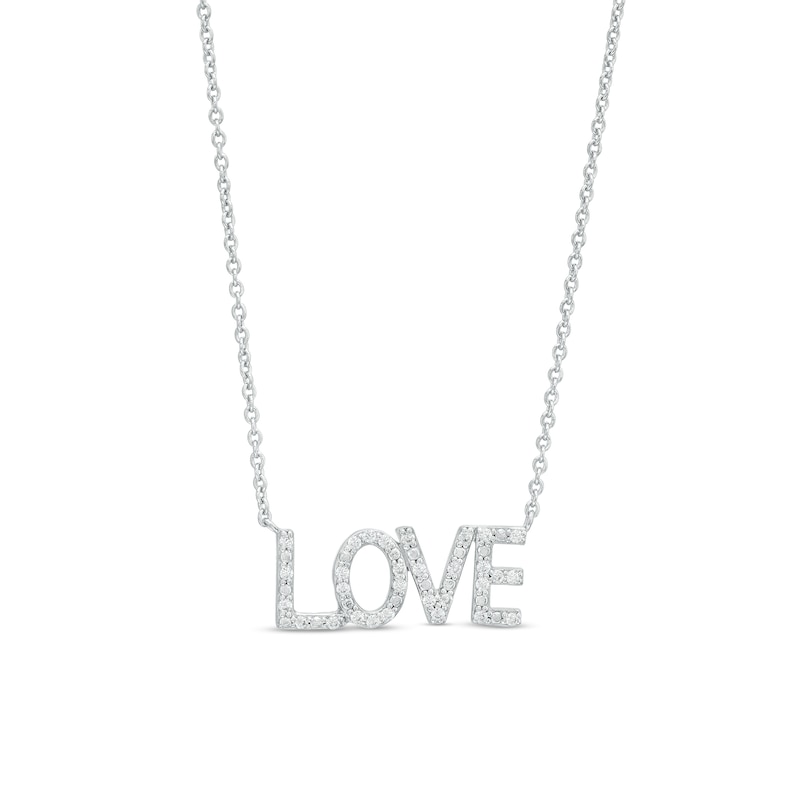 0.085 CT. T.W. Diamond "LOVE" Script Necklace in Sterling Silver – 17.66"