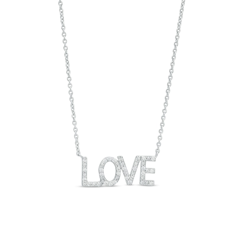 0.085 CT. T.W. Diamond "LOVE" Script Necklace in Sterling Silver – 17.66"|Peoples Jewellers