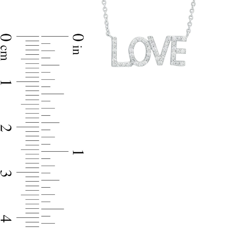 0.085 CT. T.W. Diamond "LOVE" Script Necklace in Sterling Silver – 17.66"