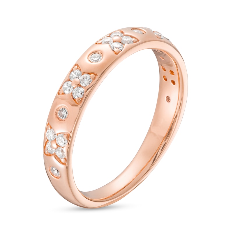0.23 CT. T.W. Diamond Alternating Floral Pattern Anniversary Band in 14K Rose Gold