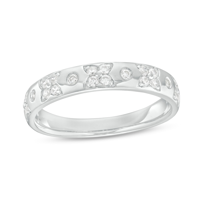 0.23 CT. T.W. Diamond Alternating Floral Pattern Anniversary Band in 14K Gold