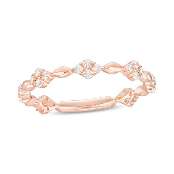 0.23 CT. T.W. Diamond Alternating Anniversary Band in 10K Rose Gold