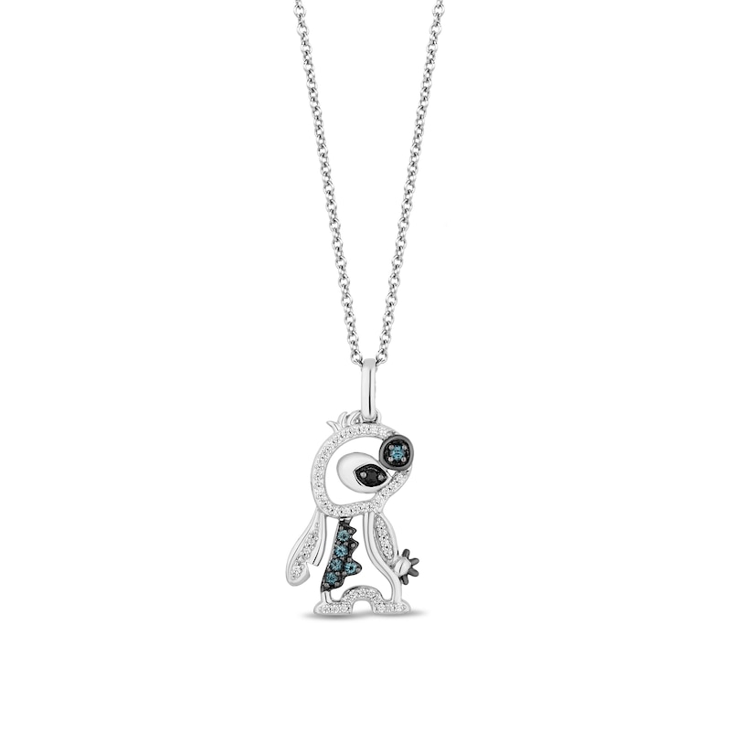 Disney Treasures Lilo and Stitch Blue Topaz and 0.085 CT. T.W. Black and White Diamond Pendant in Sterling Silver