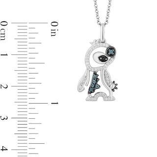 Disney Treasures Lilo and Stitch Blue Topaz and 0.085 CT. T.W. Black and White Diamond Pendant in Sterling Silver