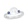Thumbnail Image 1 of Vera Wang Love Collection Freshwater Cultured Pearl, Blue Sapphire and 0.04 CT. T.W. Diamond Ring in 10K White Gold