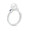 Thumbnail Image 2 of Vera Wang Love Collection Cultured Freshwater Pearl, Blue Sapphire and 0.04 CT. T.W. Diamond Ring in 10K White Gold