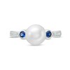 Thumbnail Image 4 of Vera Wang Love Collection Freshwater Cultured Pearl, Blue Sapphire and 0.04 CT. T.W. Diamond Ring in 10K White Gold