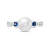 Thumbnail Image 3 of Vera Wang Love Collection Cultured Freshwater Pearl, Blue Sapphire and 0.04 CT. T.W. Diamond Ring in 10K White Gold