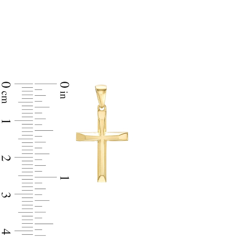 Main Image 2 of Polished Slope-Ends Cross Necklace Charm in 14K Gold