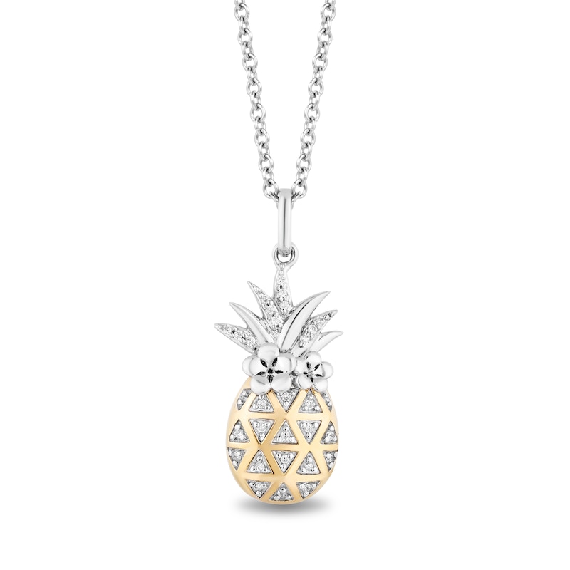 Disney Treasures Lilo and Stitch 0.065 CT. T.W. Diamond Pineapple Pendant in Sterling Silver and 10K Gold – 19"|Peoples Jewellers