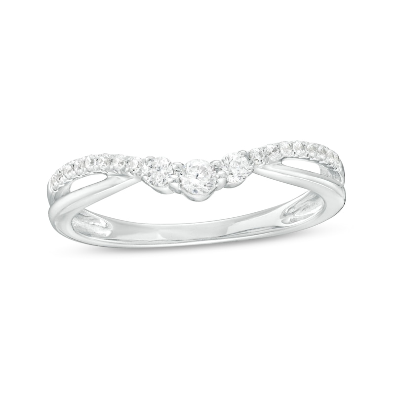 0.25 CT. T.W. Diamond Contour Split Shank Anniversary Band in 10K White Gold