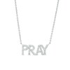 Thumbnail Image 1 of 0.085 CT. T.W. Diamond "PRAY" Script Necklace in Sterling Silver – 17.7"