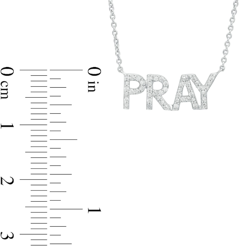 Main Image 4 of 0.085 CT. T.W. Diamond "PRAY" Script Necklace in Sterling Silver – 17.7"