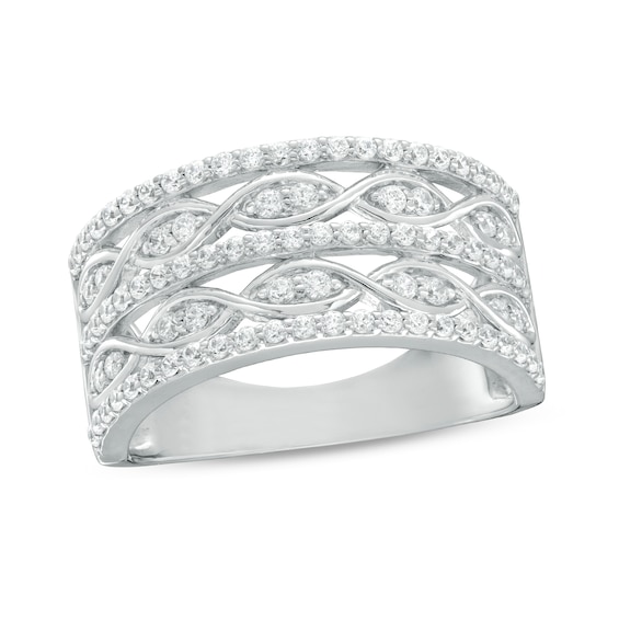 0.45 CT. T.W. Diamond Twist Multi-Row Anniversary Band in 10K White Gold