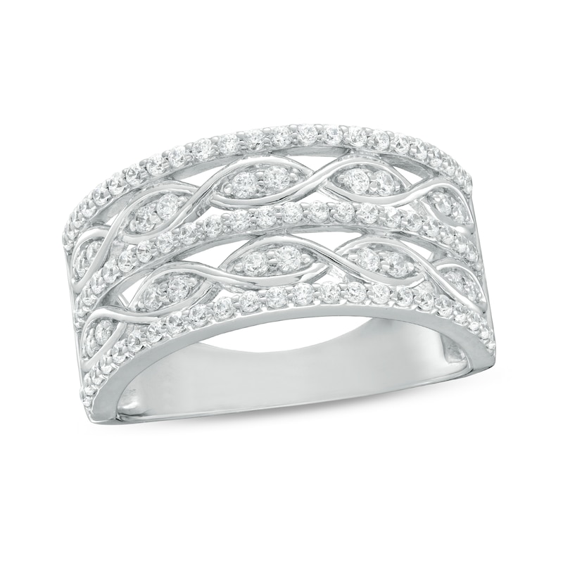 0.45 CT. T.W. Diamond Twist Multi-Row Anniversary Band in 10K White Gold
