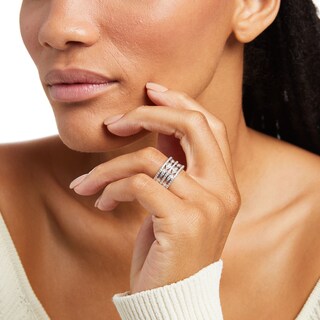 0.45 CT. T.W. Diamond Twist Multi-Row Anniversary Band in 10K White Gold